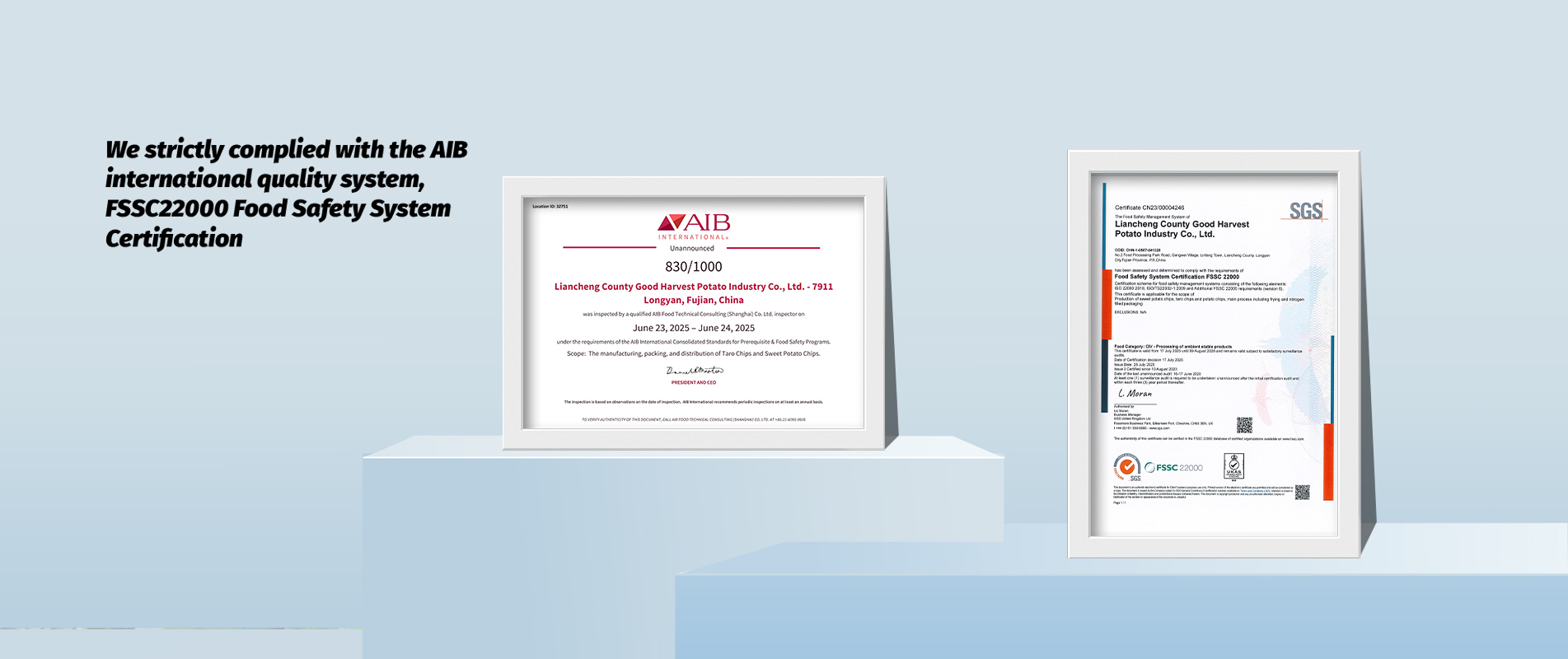 AIB & FSSC22000 Certificates